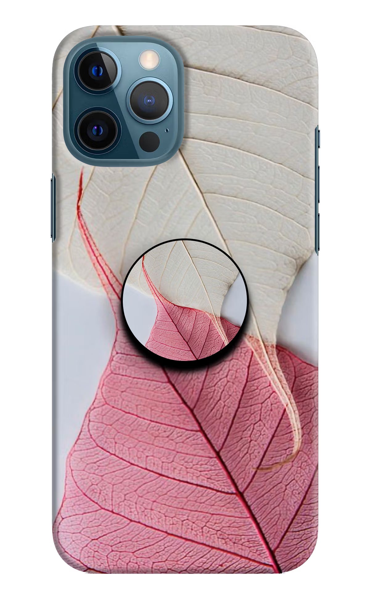White Pink Leaf iPhone 12 Pro Max Pop Case by Casekaro