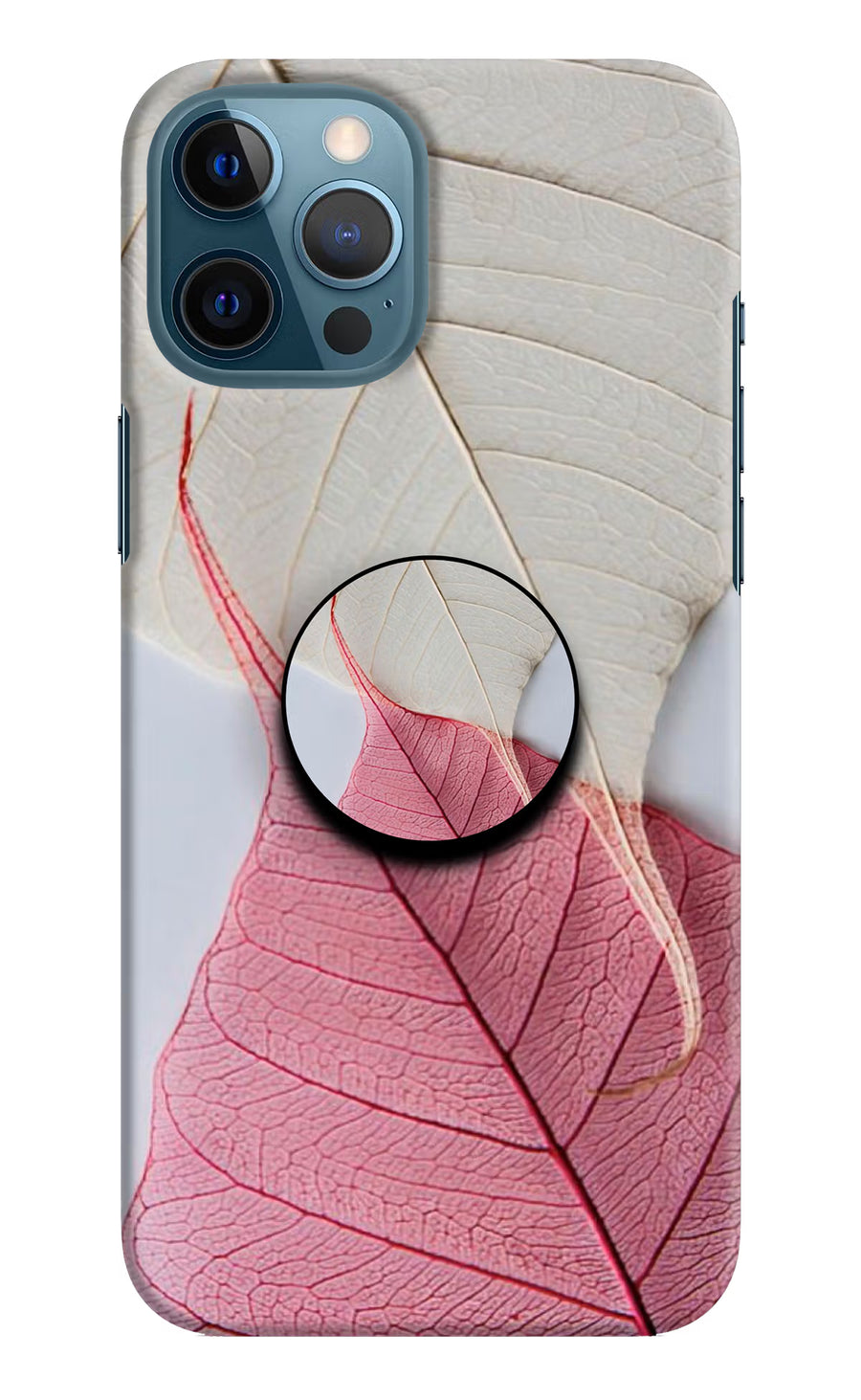 White Pink Leaf iPhone 12 Pro Max Pop Case, Hard case