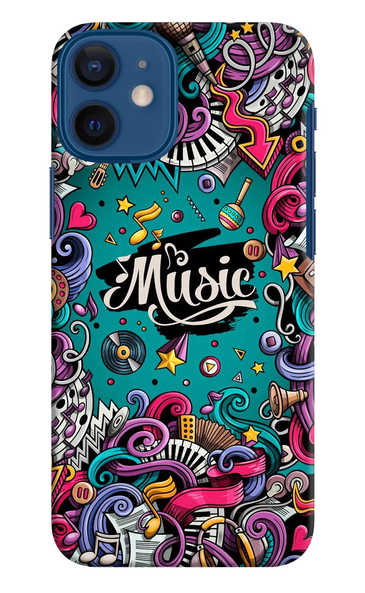 Music Graffiti iPhone 12 Mini Hard Case Back Cover by Casekaro