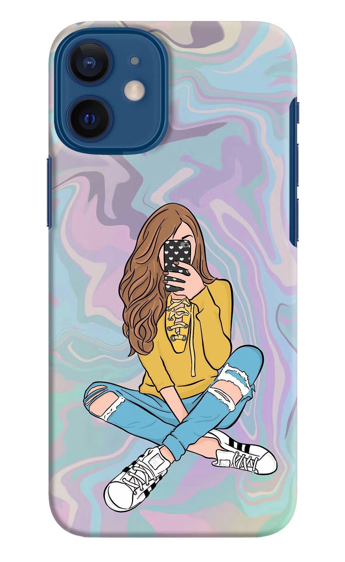 Selfie Girl iPhone 12 Mini Hard Case Back Cover by Casekaro