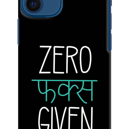 Zero Fucks Given iPhone 12 Mini Hard Case Back Cover by Casekaro