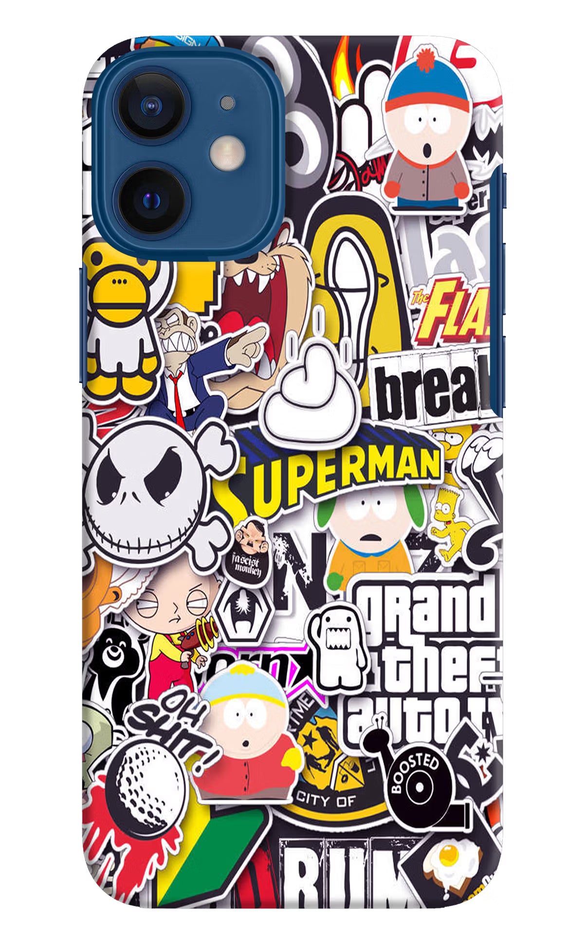 Sticker Bomb iPhone 12 Mini Hard Case Back Cover by Casekaro