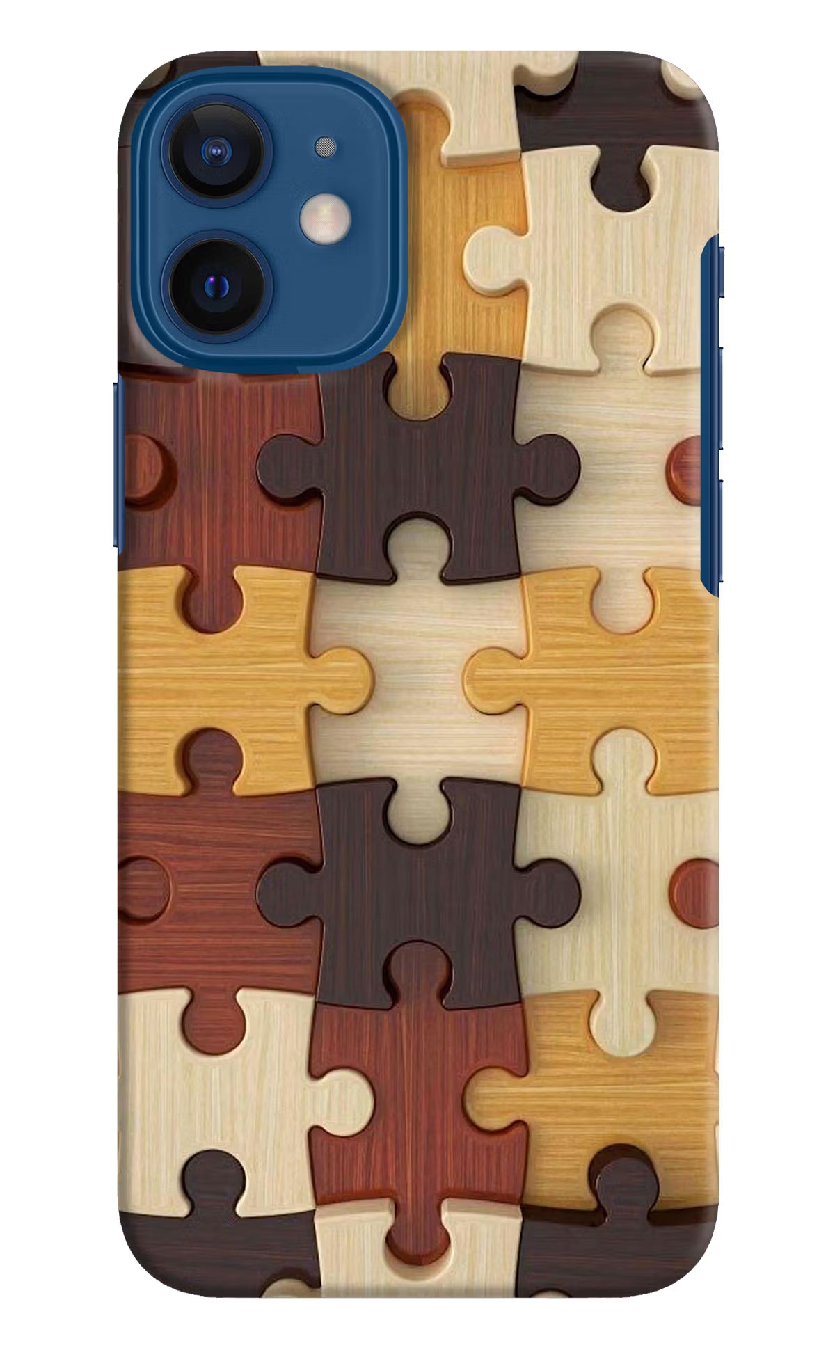 Wooden Puzzle iPhone 12 Mini Hard Case Back Cover by Casekaro
