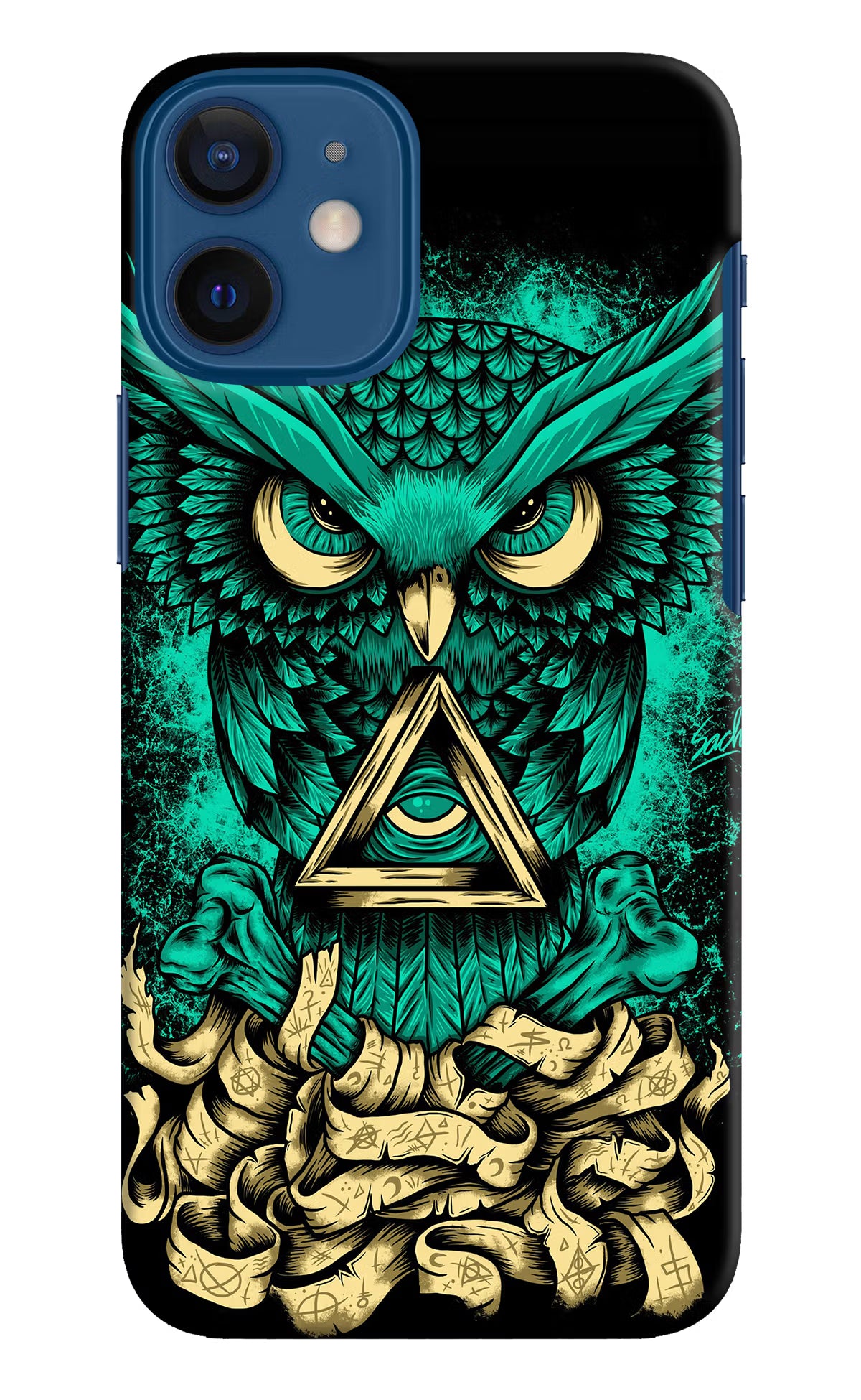 Green Owl iPhone 12 Mini Hard Case Back Cover by Casekaro