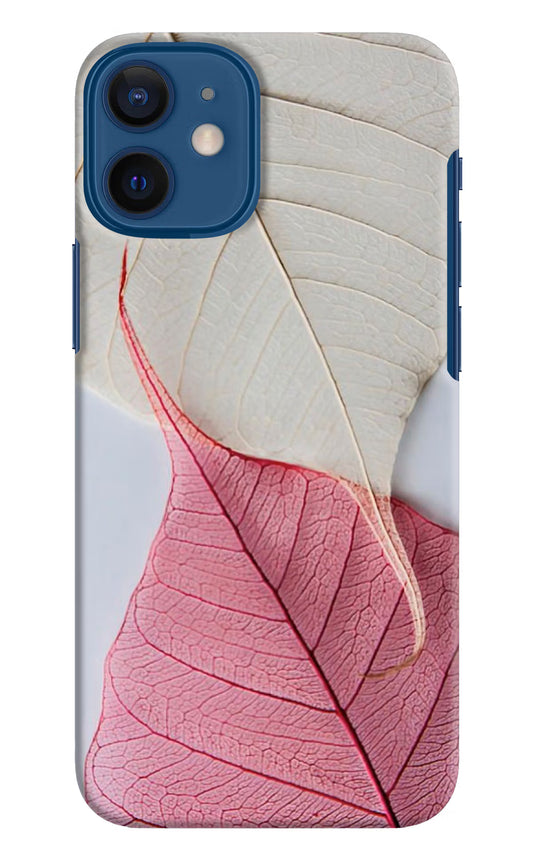 White Pink Leaf iPhone 12 Mini Hard Case Back Cover by Casekaro