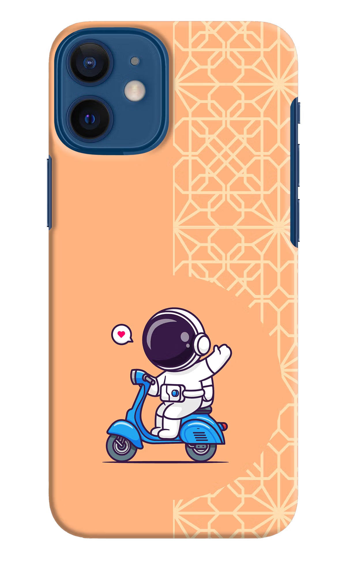 Cute Astronaut Riding iPhone 12 Mini Hard Case Back Cover by Casekaro