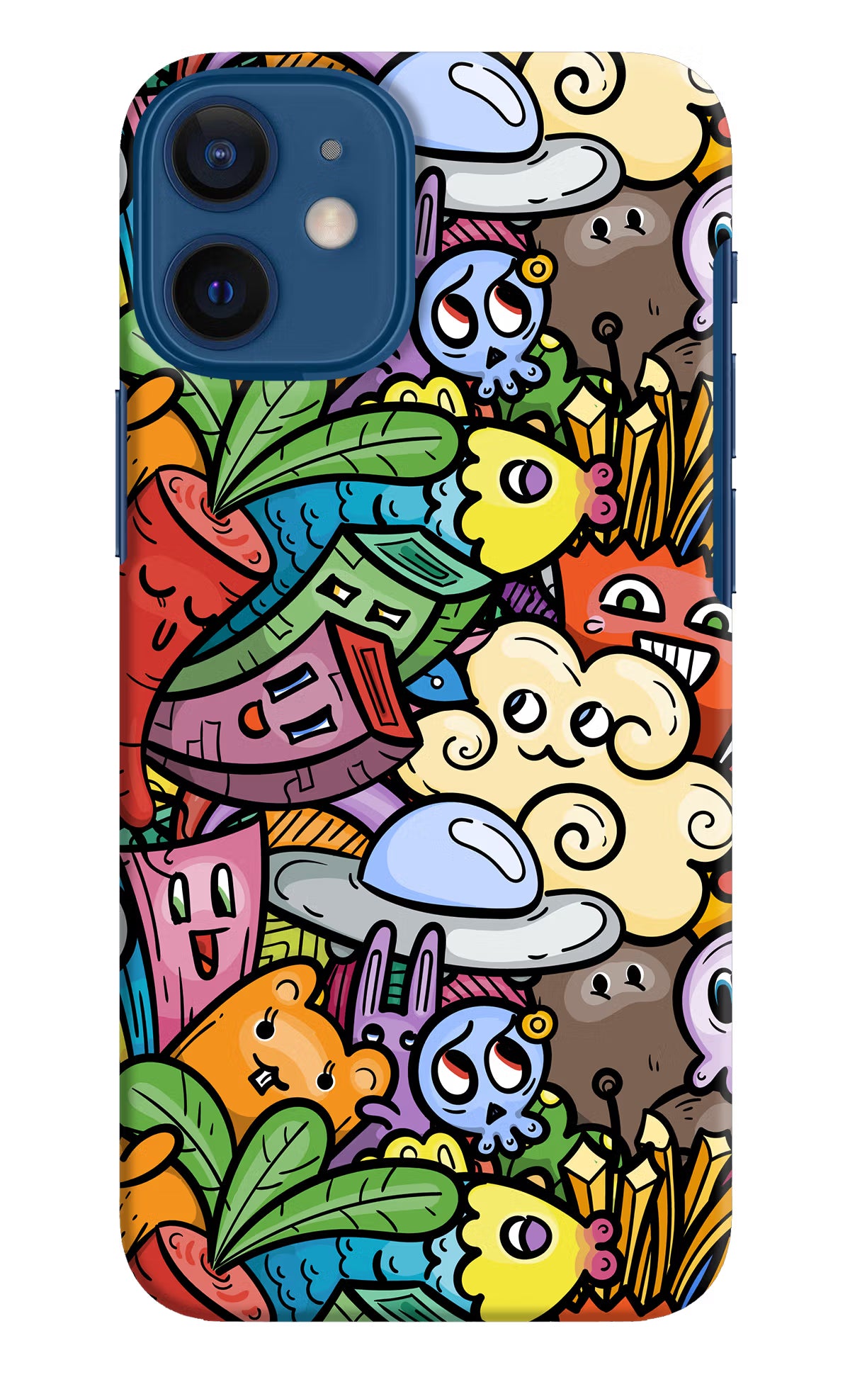 Veggie Doodle iPhone 12 Mini Hard Case Back Cover by Casekaro