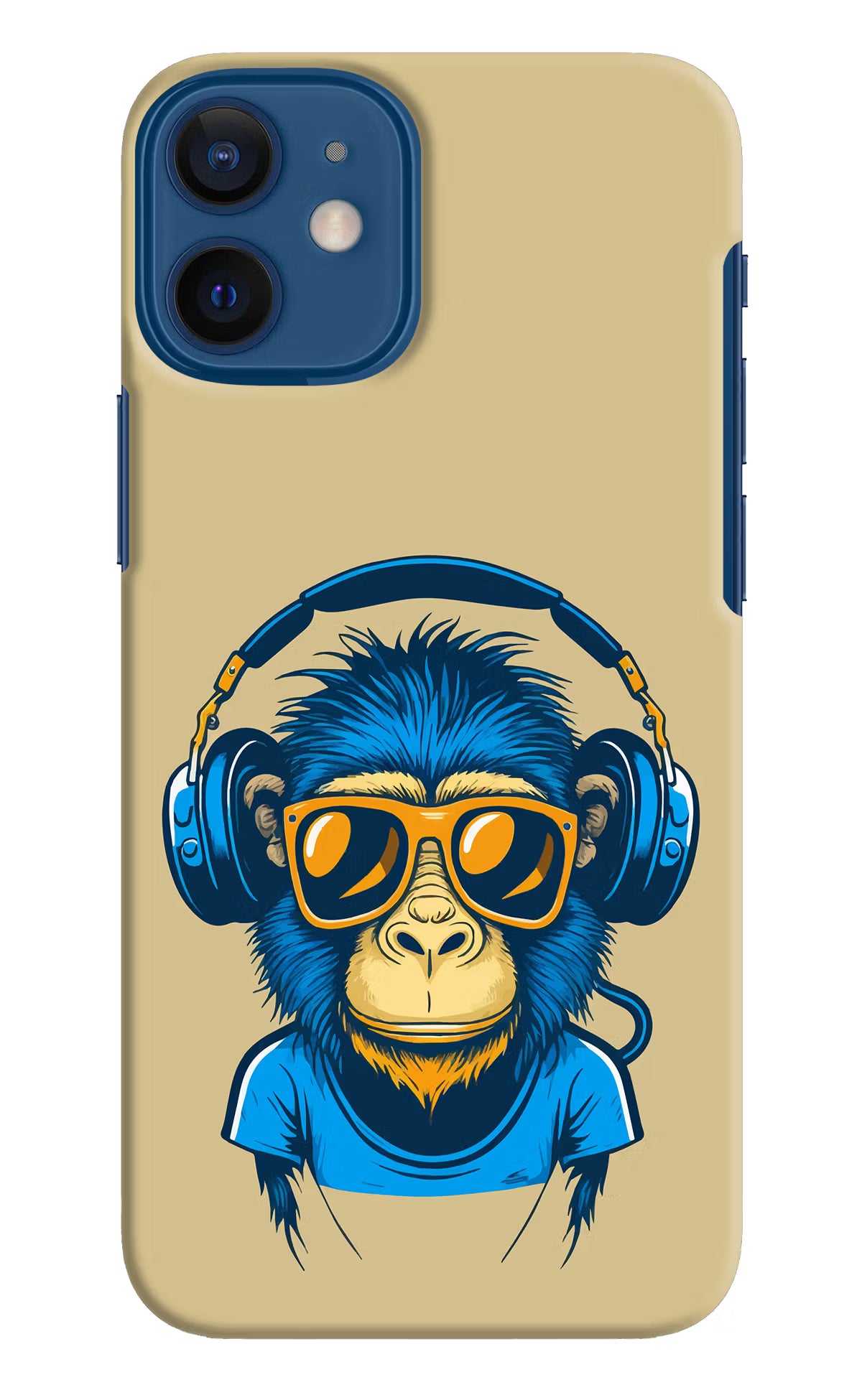 Monkey Headphone iPhone 12 Mini Hard Case Back Cover by Casekaro