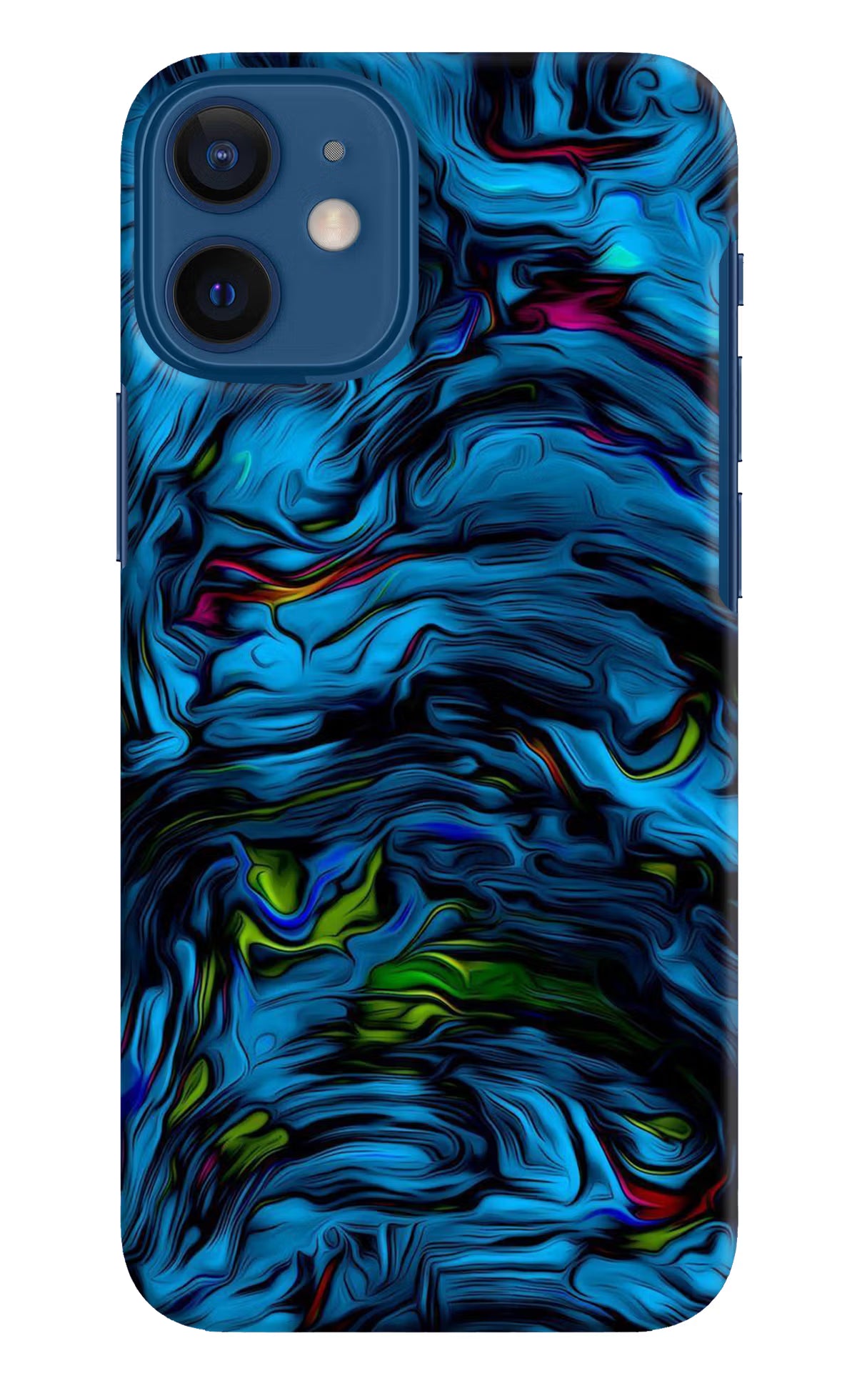 Dark Blue Abstract iPhone 12 Mini Hard Case Back Cover by Casekaro