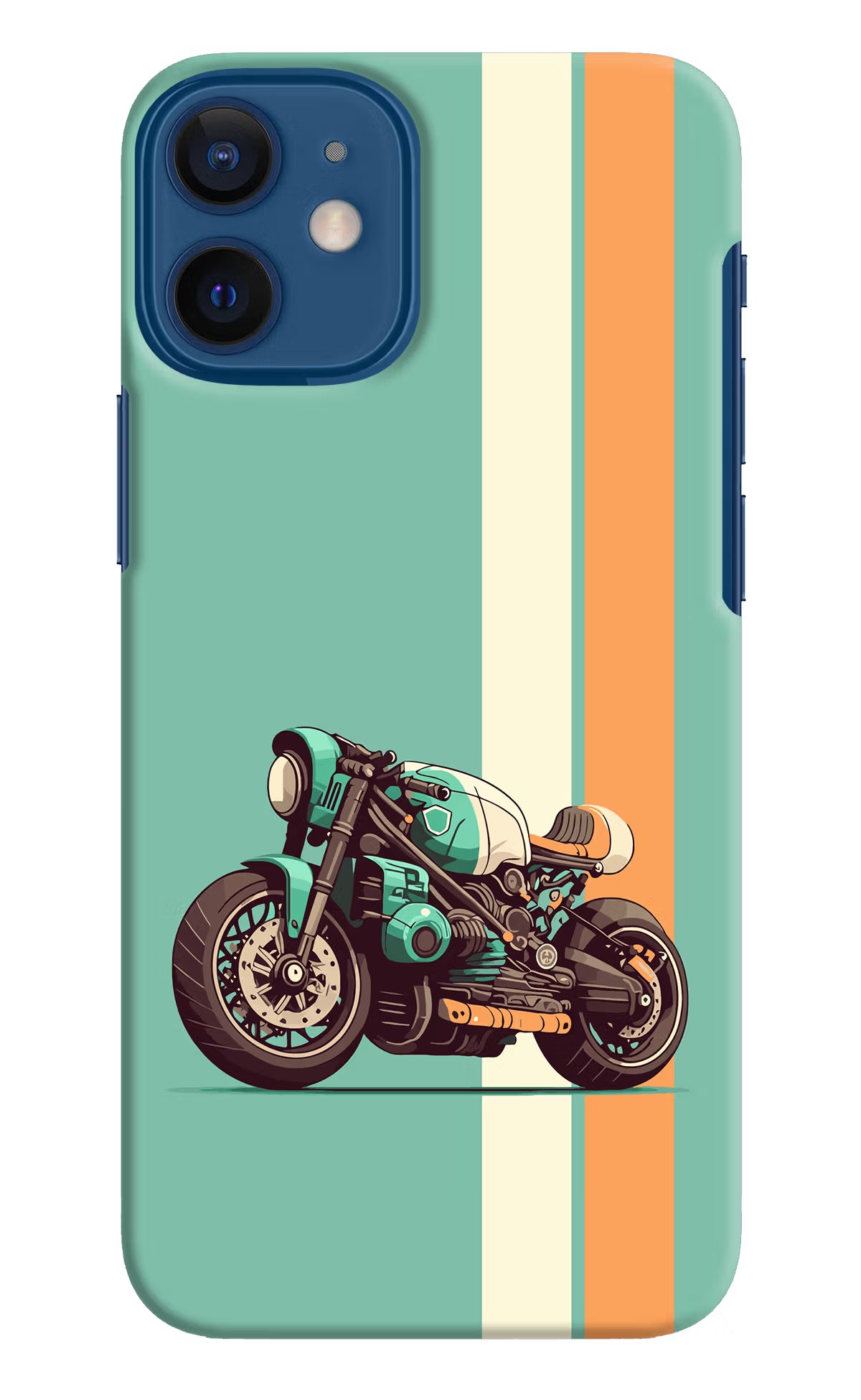 Striped Moto Drift iPhone 12 Mini Hard Case Back Cover by Casekaro