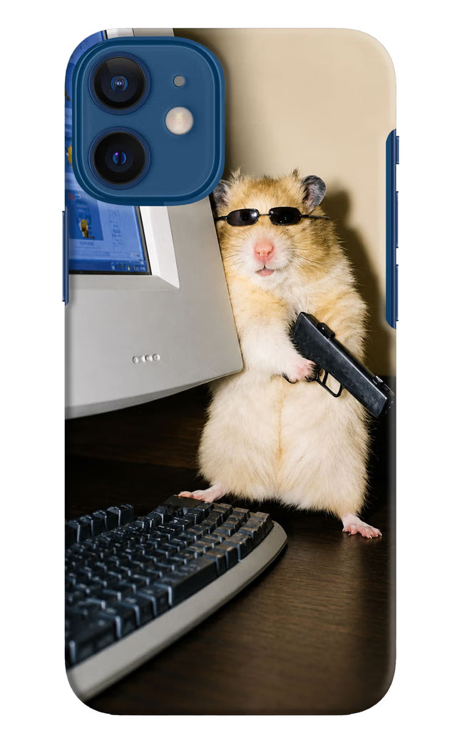 Hacker Hamster iPhone 12 Mini Hard Case Back Cover by Casekaro