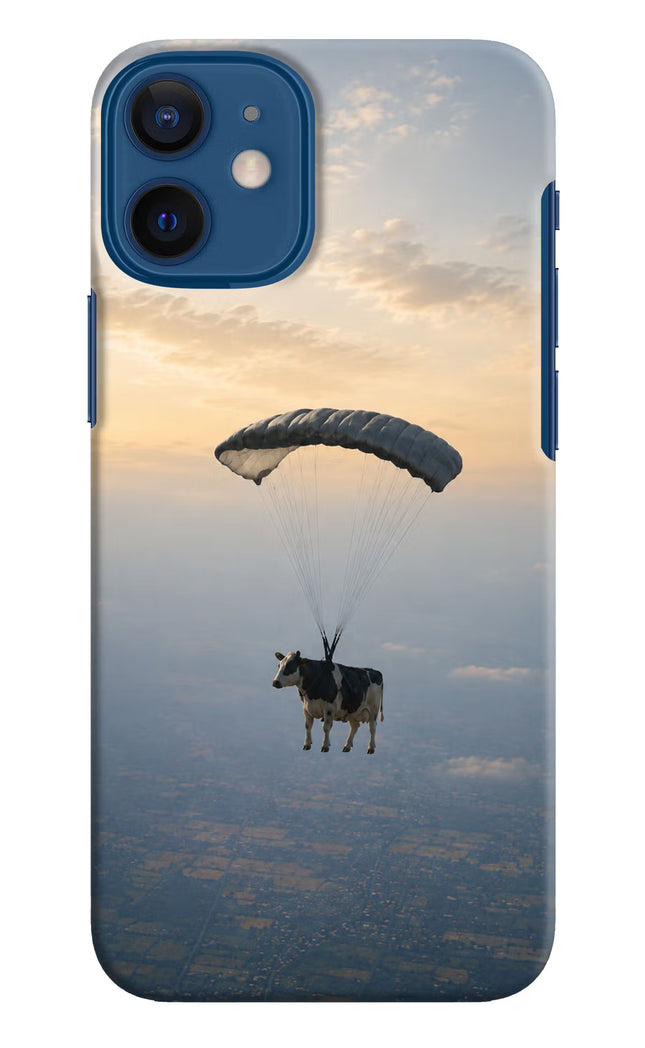 Skydiving Cow iPhone 12 Mini Hard Case Back Cover by Casekaro