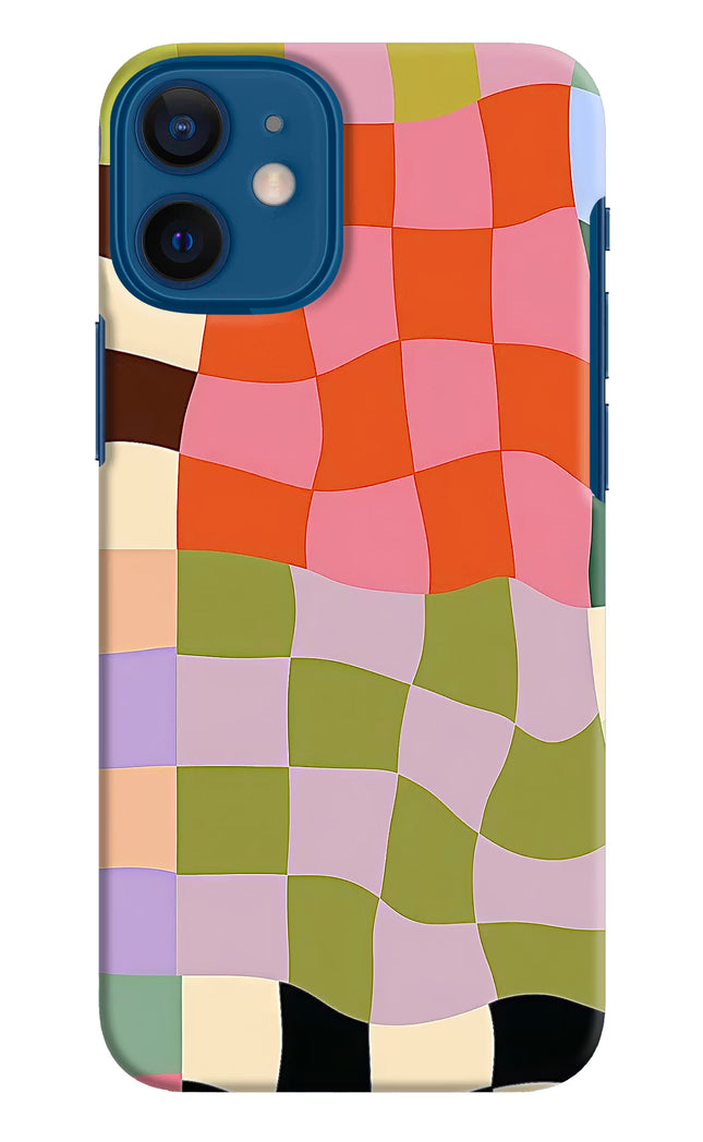 Wavy Grid iPhone 12 Mini Hard Case Back Cover by Casekaro