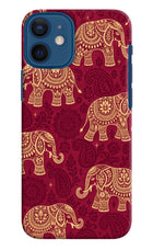 Maroon Elephant iPhone 12 Mini Hard Case Back Cover by Casekaro