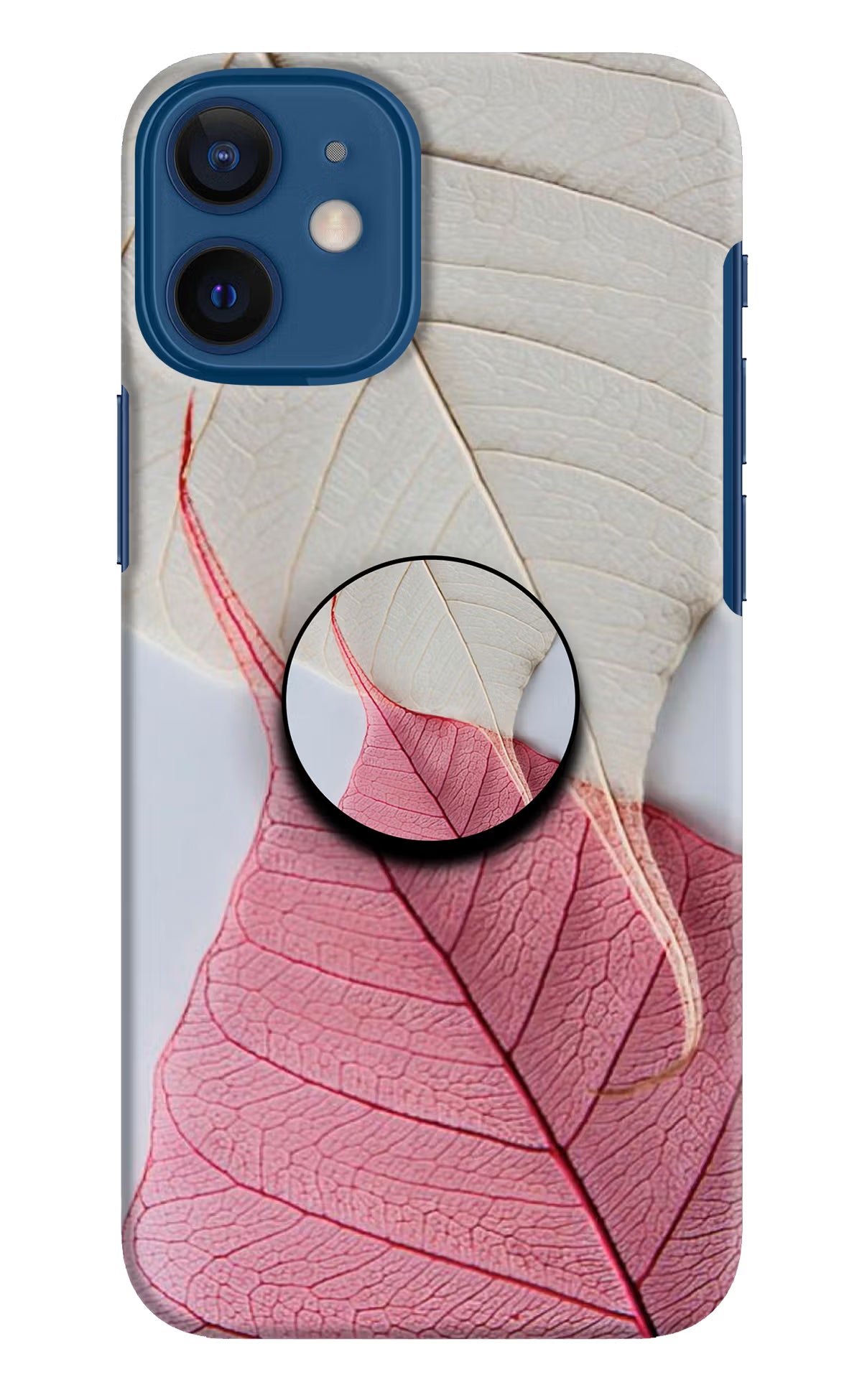 White Pink Leaf iPhone 12 Mini Pop Case by Casekaro