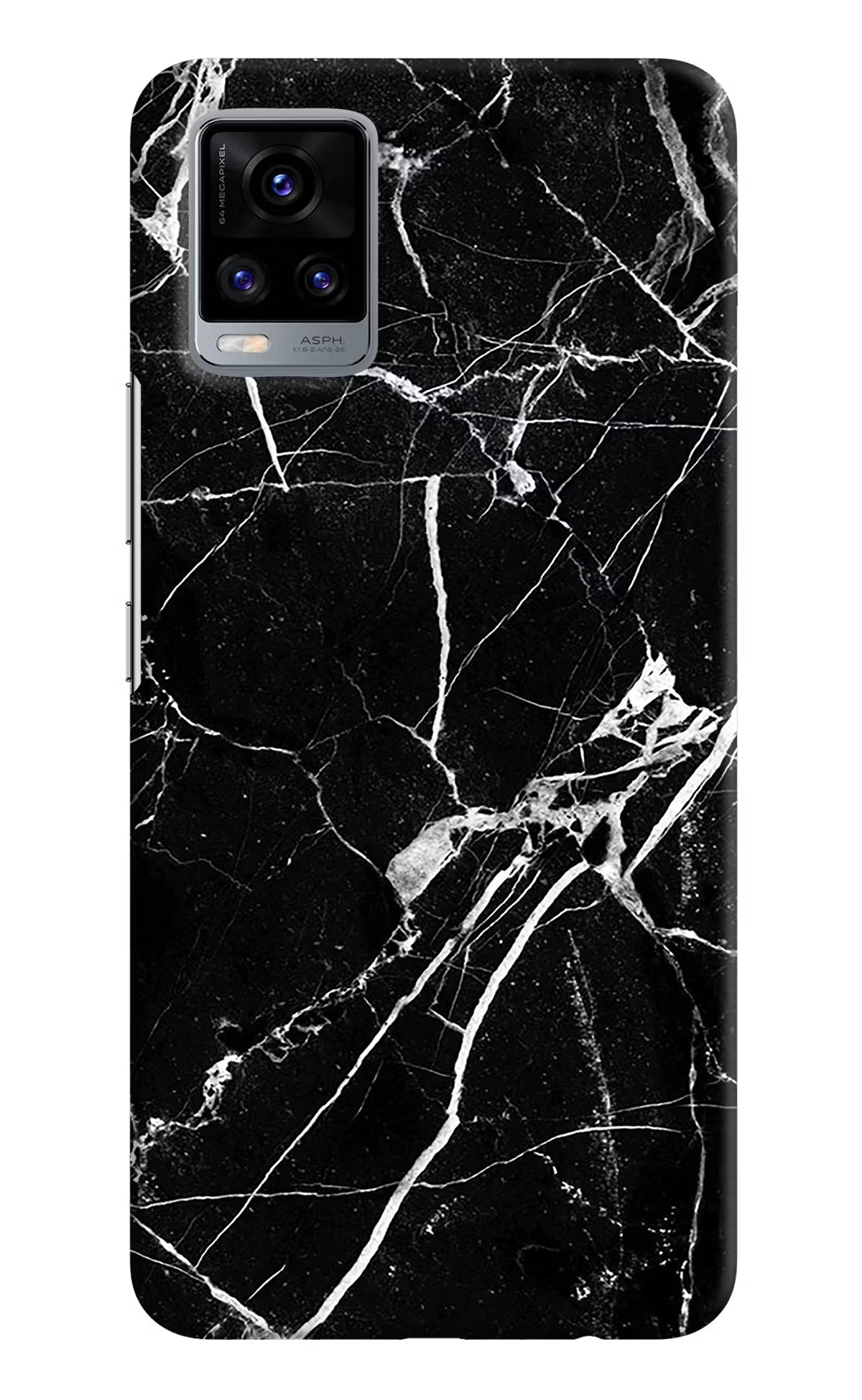 Black Marble Pattern Vivo V20 Hard Case Back Cover by Casekaro