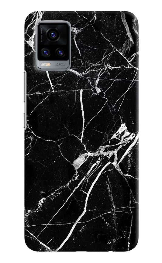 Black Marble Pattern Vivo V20 Hard Case Back Cover by Casekaro