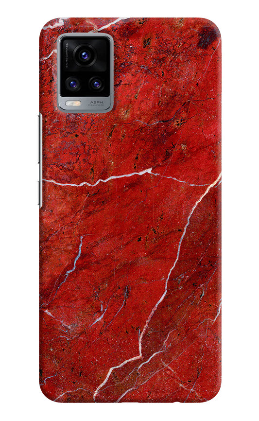 Red Marble Design Vivo V20 Hard Case Back Cover by Casekaro