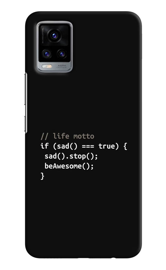 Life Motto Code Vivo V20 Hard Case Back Cover by Casekaro