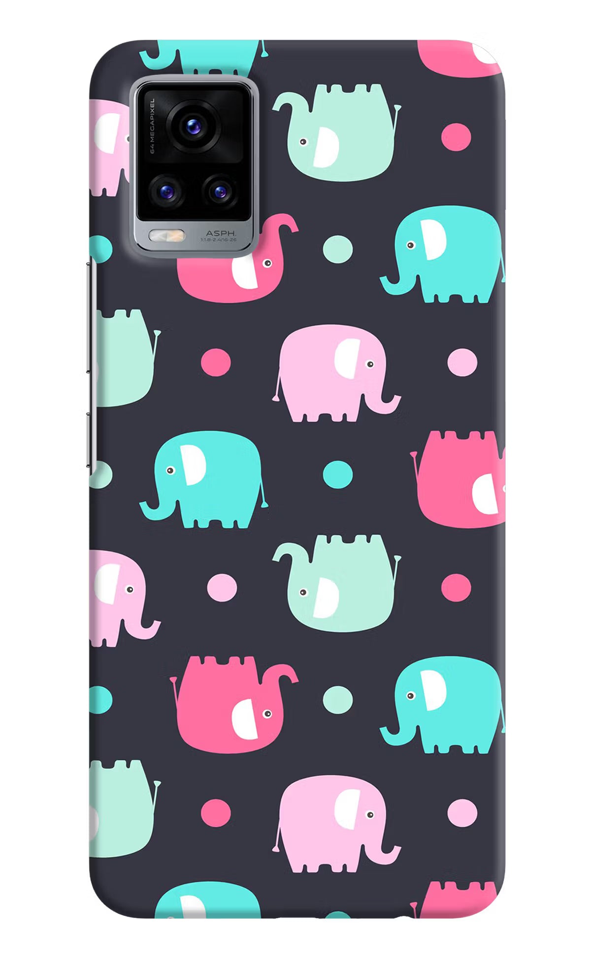 Elephants Vivo V20 Hard Case Back Cover by Casekaro