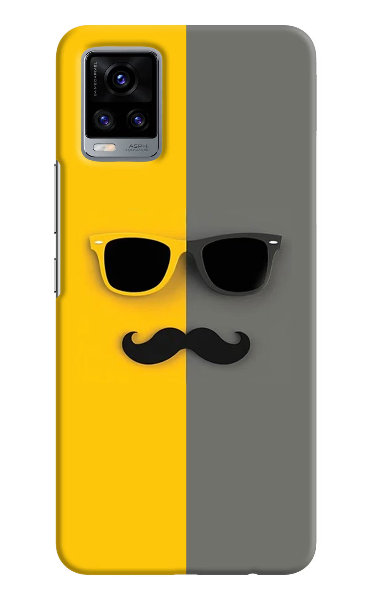Sunglasses with Mustache Vivo V20 Hard Case Back Cover by Casekaro