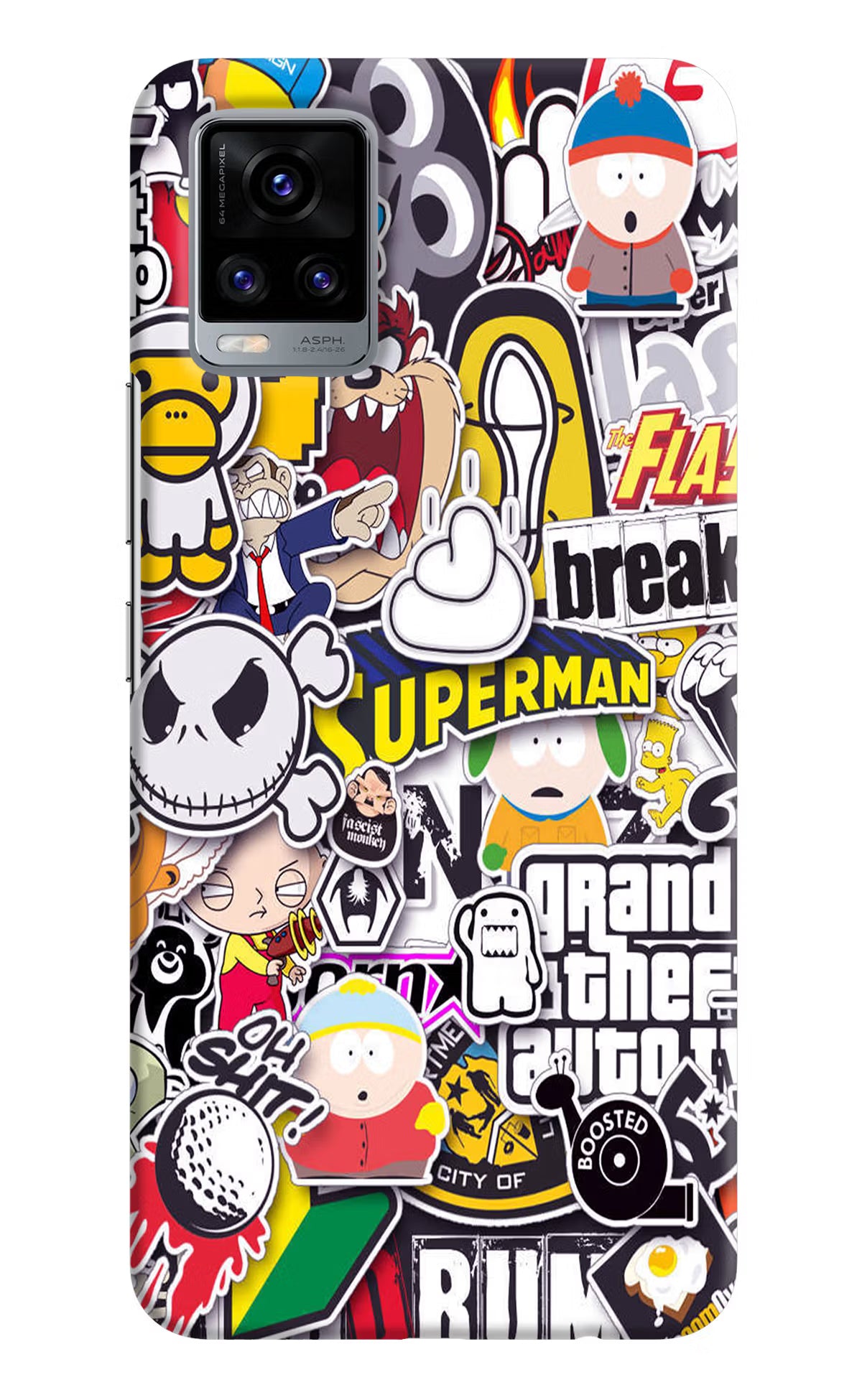 Sticker Bomb Vivo V20 Hard Case Back Cover by Casekaro