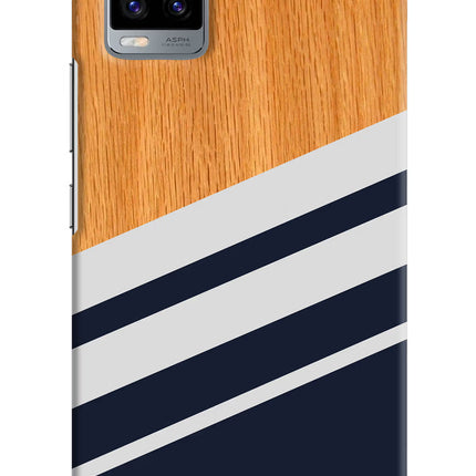 Blue and white wooden Vivo V20 Hard Case Back Cover by Casekaro