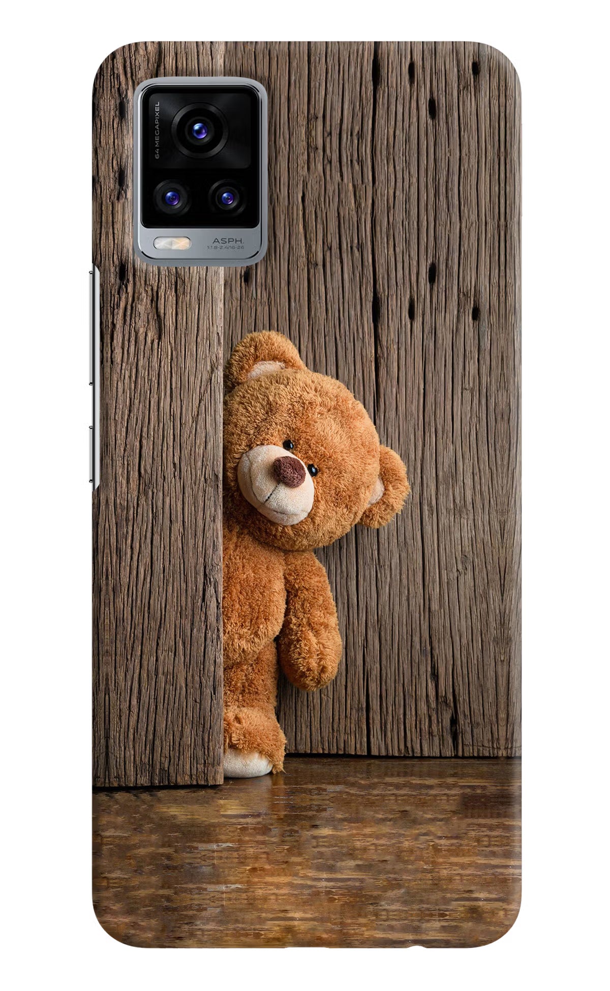 Teddy Wooden Vivo V20 Hard Case Back Cover by Casekaro