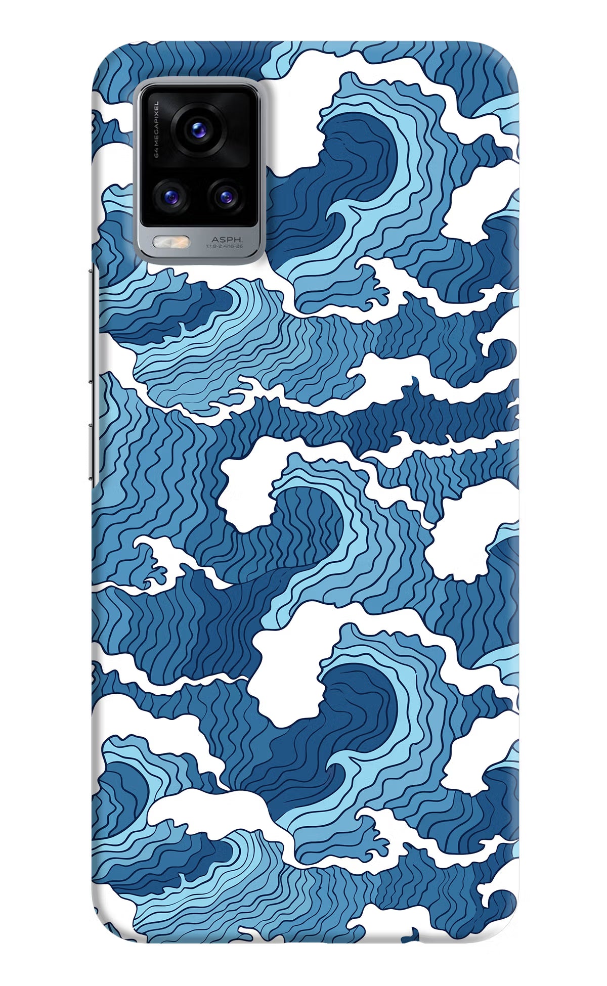 Blue Waves Vivo V20 Hard Case Back Cover by Casekaro