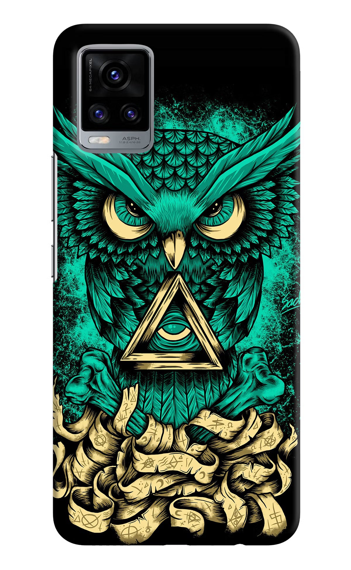 Green Owl Vivo V20 Hard Case Back Cover by Casekaro