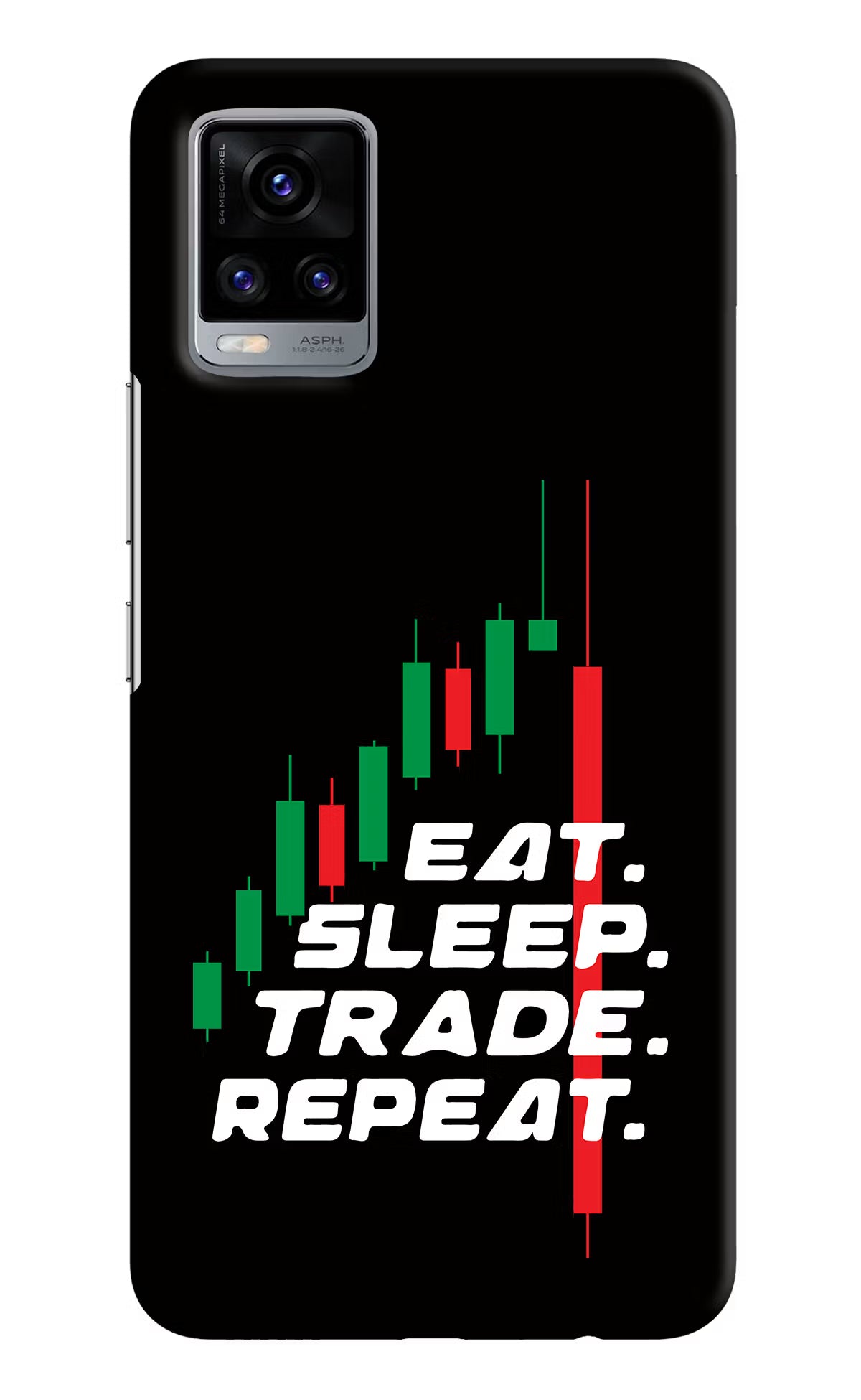 Eat Sleep Trade Repeat Vivo V20 Hard Case Back Cover by Casekaro
