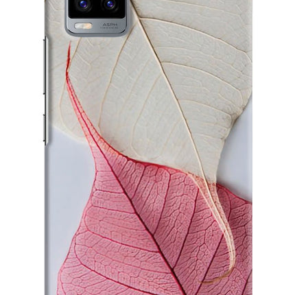 White Pink Leaf Vivo V20 Hard Case Back Cover by Casekaro