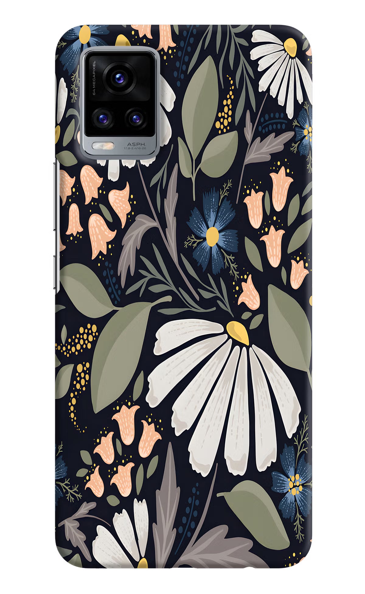 Flowers Art Vivo V20 Hard Case Back Cover by Casekaro