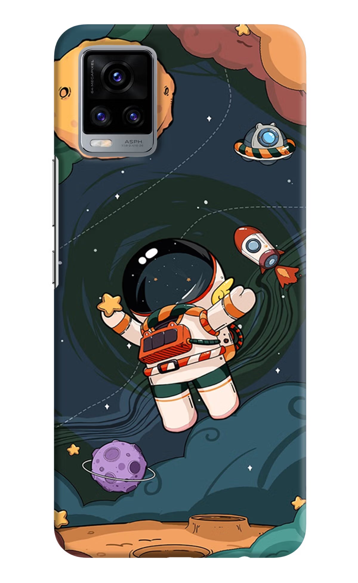 Cartoon Astronaut Vivo V20 Hard Case Back Cover by Casekaro