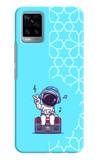 Cute Astronaut Chilling Vivo V20 Hard Case Back Cover by Casekaro