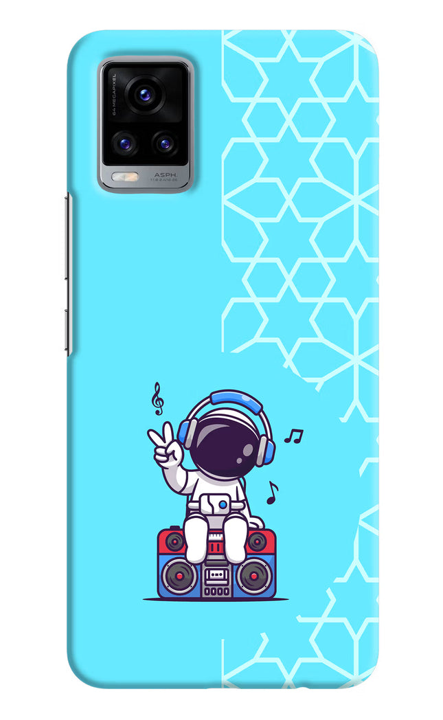 Cute Astronaut Chilling Vivo V20 Hard Case Back Cover by Casekaro