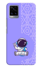 Cute Astronaut Chilling Vivo V20 Hard Case Back Cover by Casekaro