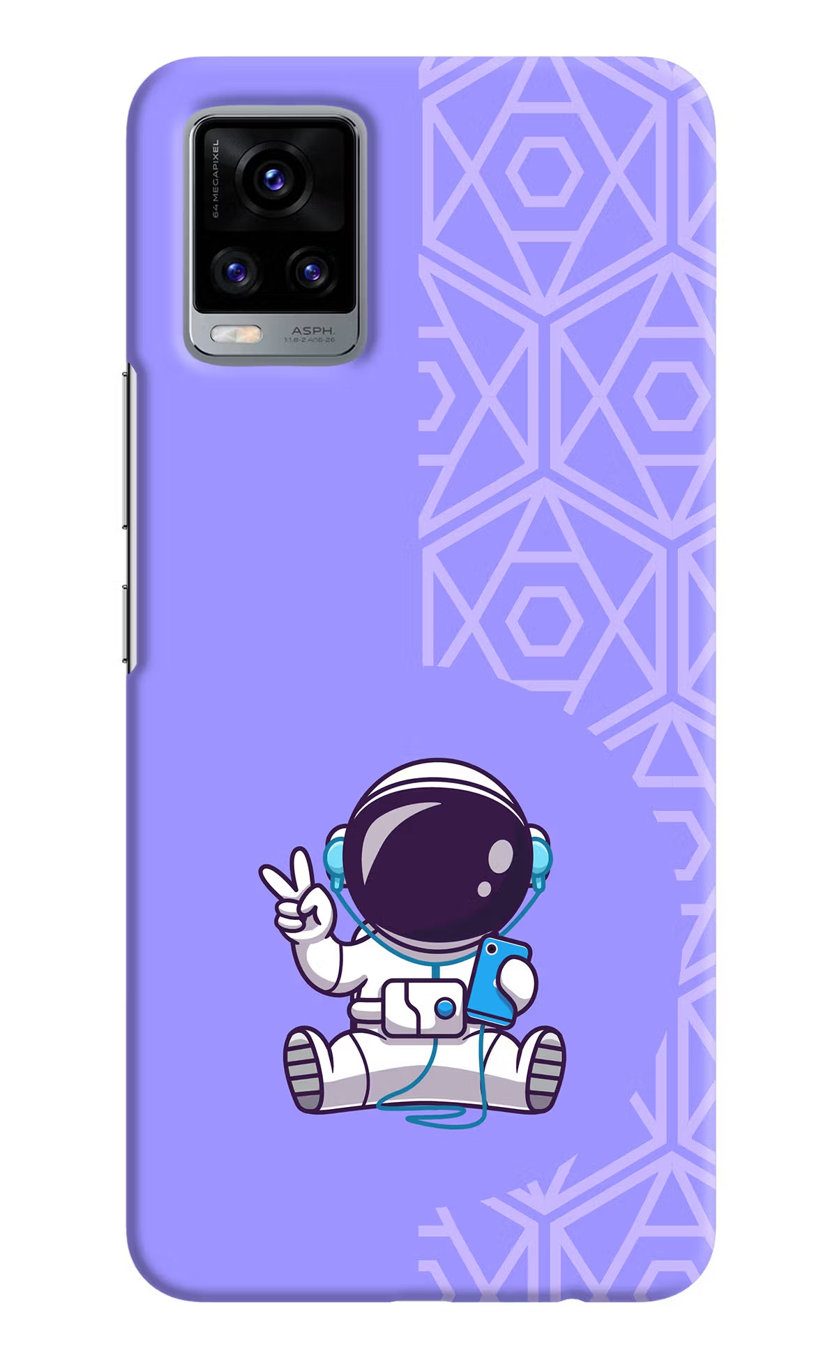 Cute Astronaut Chilling Vivo V20 Hard Case Back Cover by Casekaro