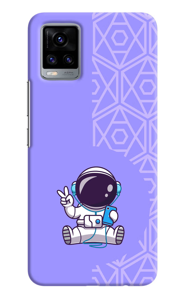 Cute Astronaut Chilling Vivo V20 Hard Case Back Cover by Casekaro
