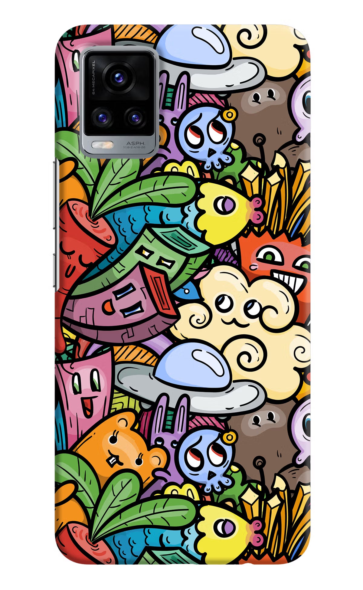 Veggie Doodle Vivo V20 Hard Case Back Cover by Casekaro
