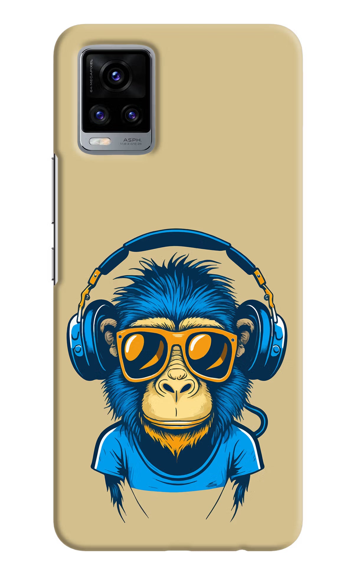Monkey Headphone Vivo V20 Hard Case Back Cover by Casekaro