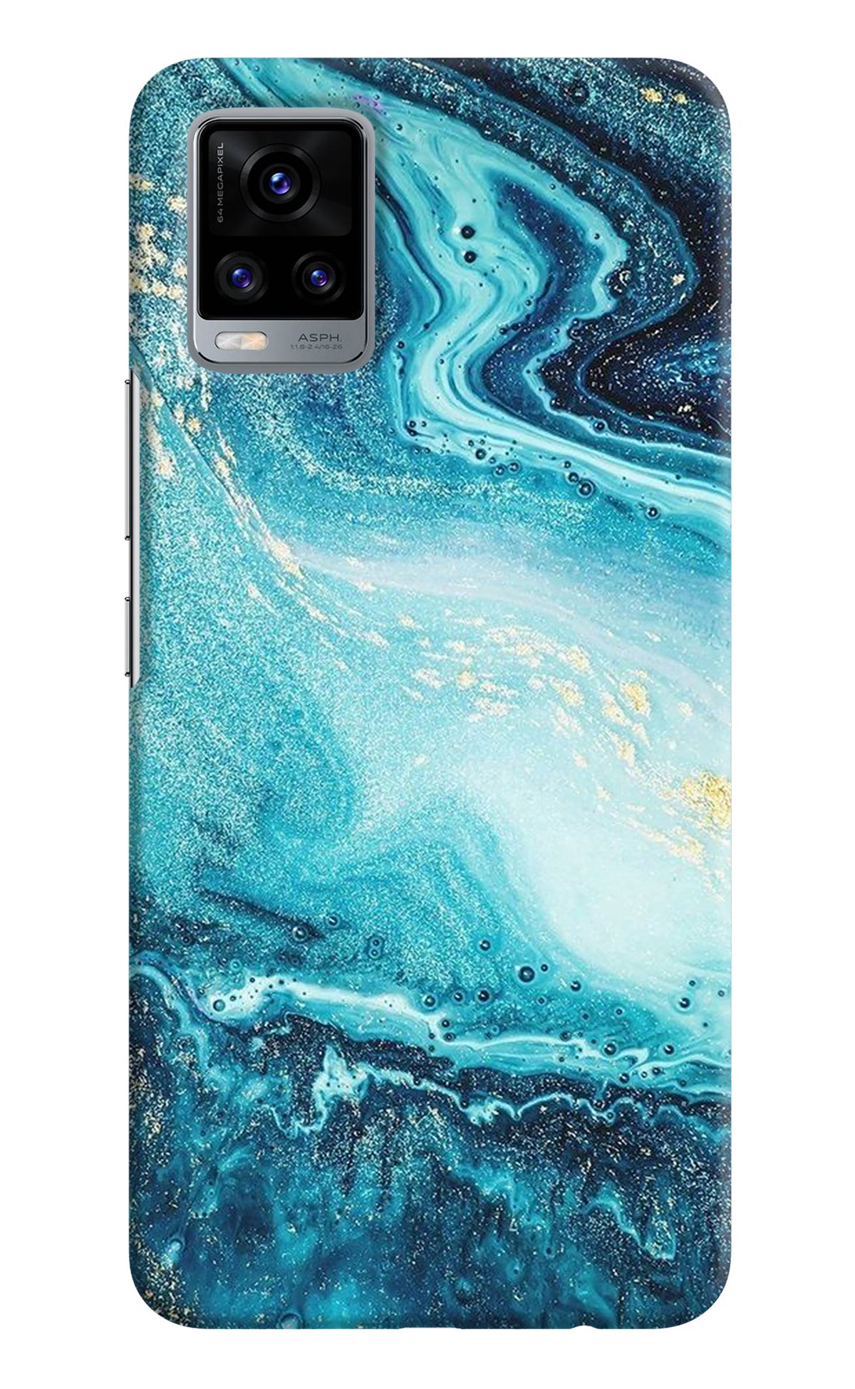 Blue Glitter Marble Vivo V20 Back Cover