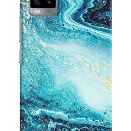 Blue Glitter Marble Vivo V20 Hard Case Back Cover by Casekaro