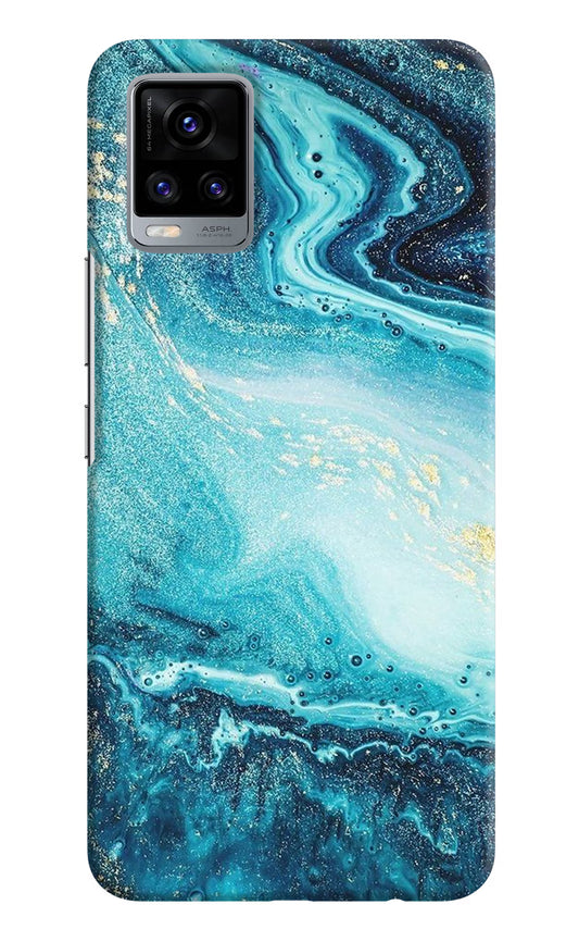 Blue Glitter Marble Vivo V20 Hard Case Back Cover by Casekaro