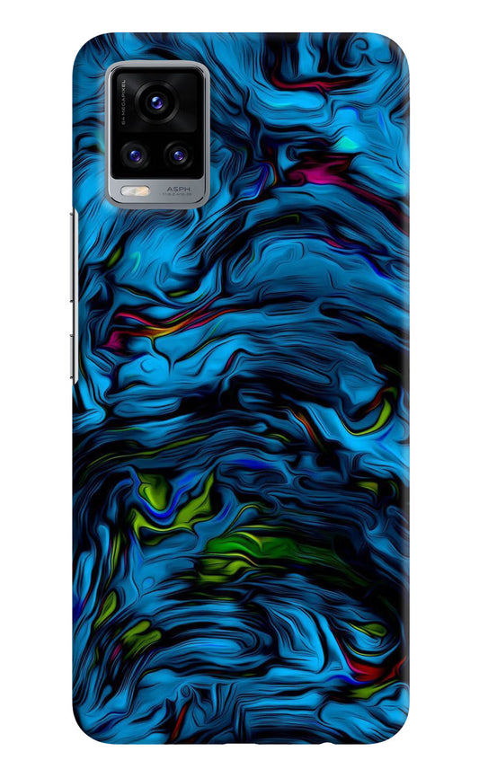 Dark Blue Abstract Vivo V20 Hard Case Back Cover by Casekaro