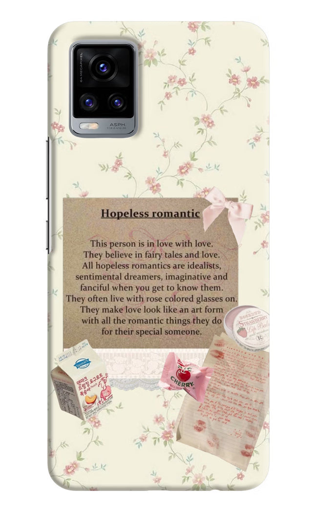 Hopeless Romantic Vivo V20 Hard Case Back Cover by Casekaro