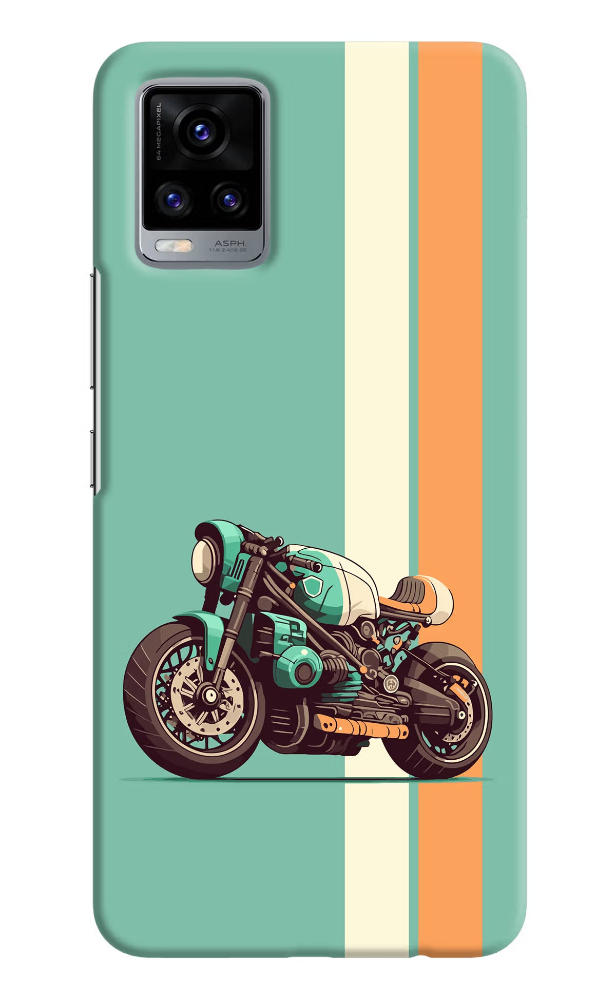 Striped Moto Drift Vivo V20 Hard Case Back Cover by Casekaro