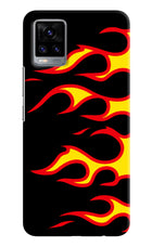 Side Sweep Flames Vivo V20 Hard Case Back Cover by Casekaro