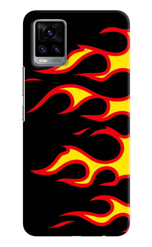 Side Sweep Flames Vivo V20 Hard Case Back Cover by Casekaro