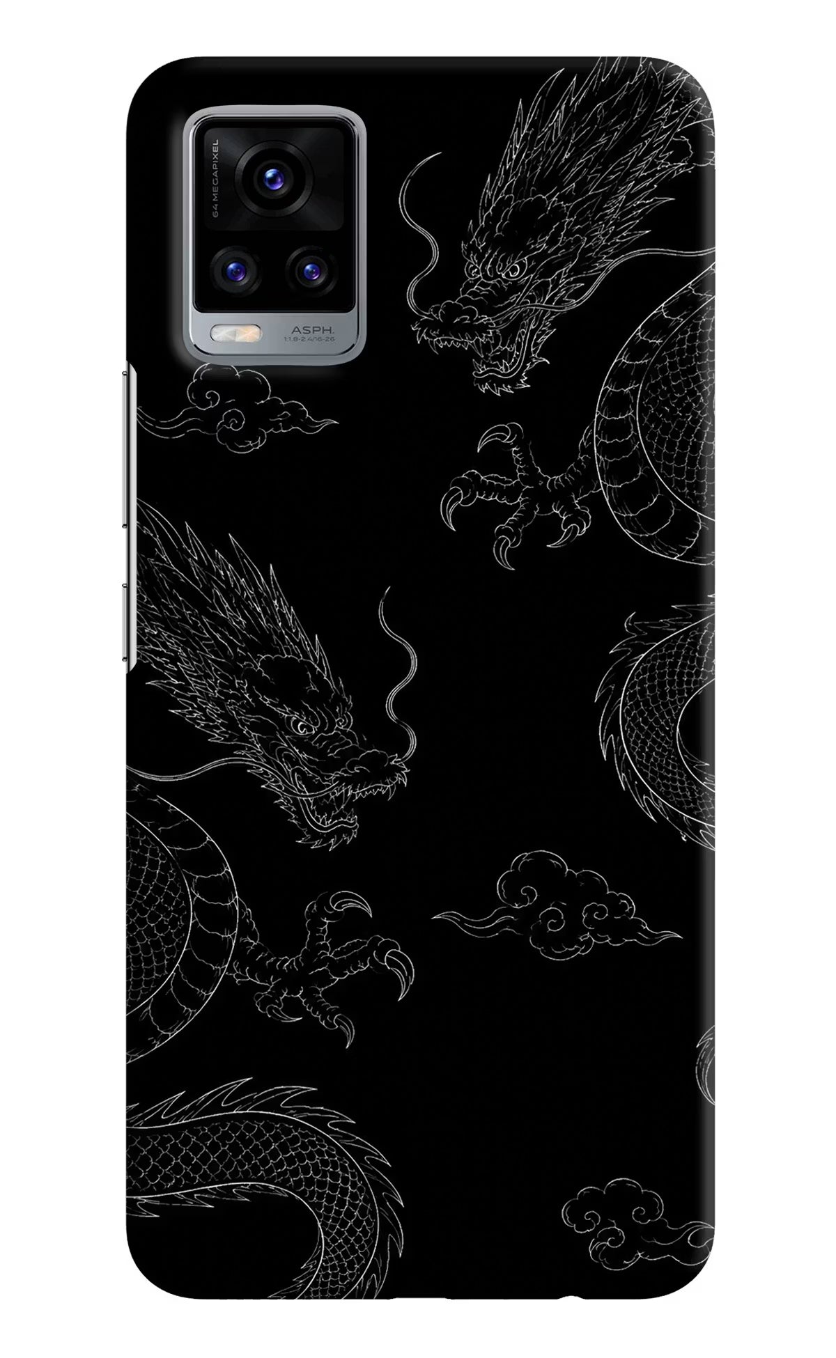 Twin Dragons Vivo V20 Hard Case Back Cover by Casekaro